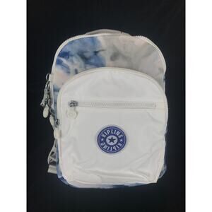 Kipling Tie Dye Pattern Backpack school book bag Blue/White/Gray New
